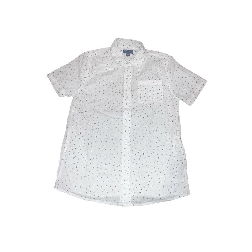 French Toast anchor button up short sleeve poplin shirt XL